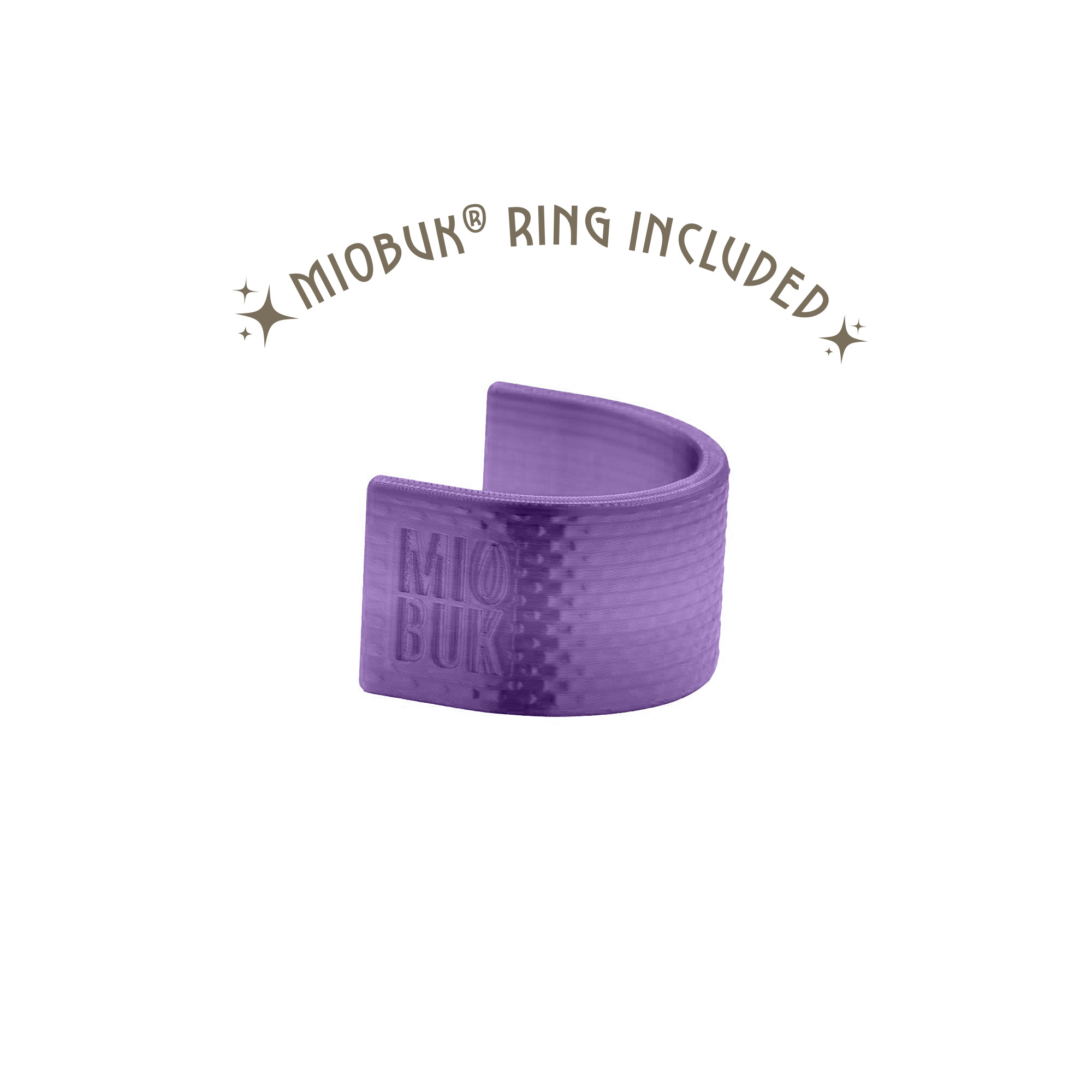 MIOBUK®-Ring in der Ausführung „Mystische blau-violette Punkte“, im Lieferumfang des Notizbuchs enthalten
